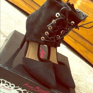 Lace up healed booties